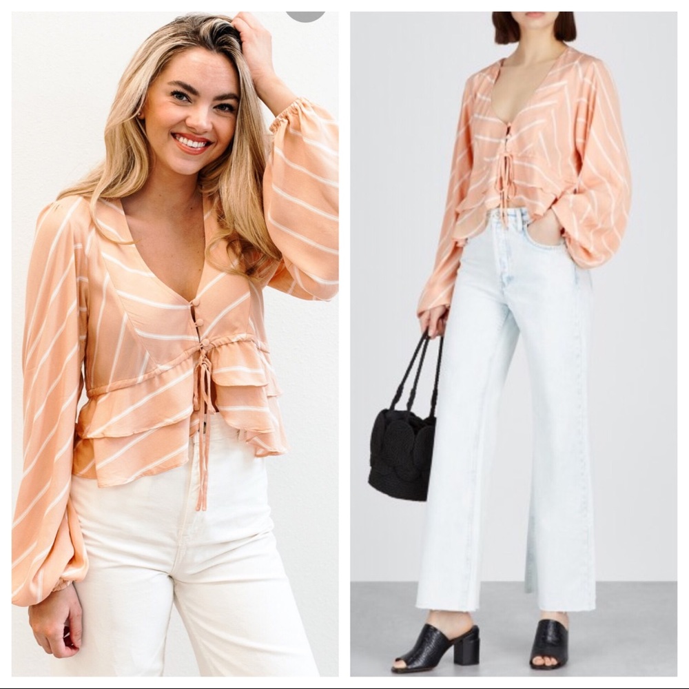 Free People Samifran Cropped long sleeve blouse